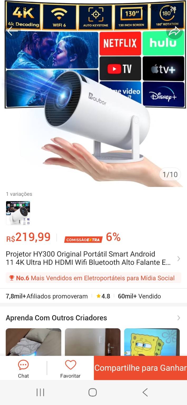 Mini projetor HY300